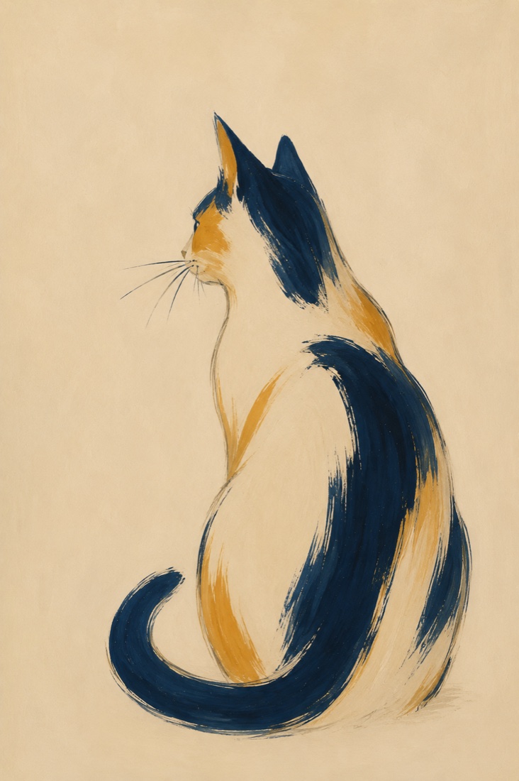 Cat Yellow & Blue — fine art print by Giulianna Boscardin