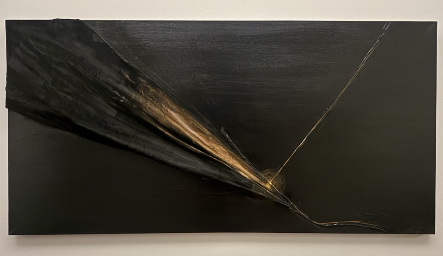 The Light Within — original painting, a streak of gold cutting through matte black, by Giulianna Boscardin