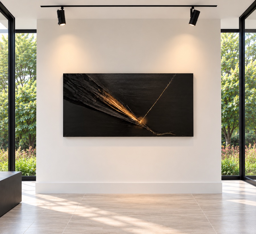 An original acrylic painting by Giulianna Boscardin displayed on a gallery wall